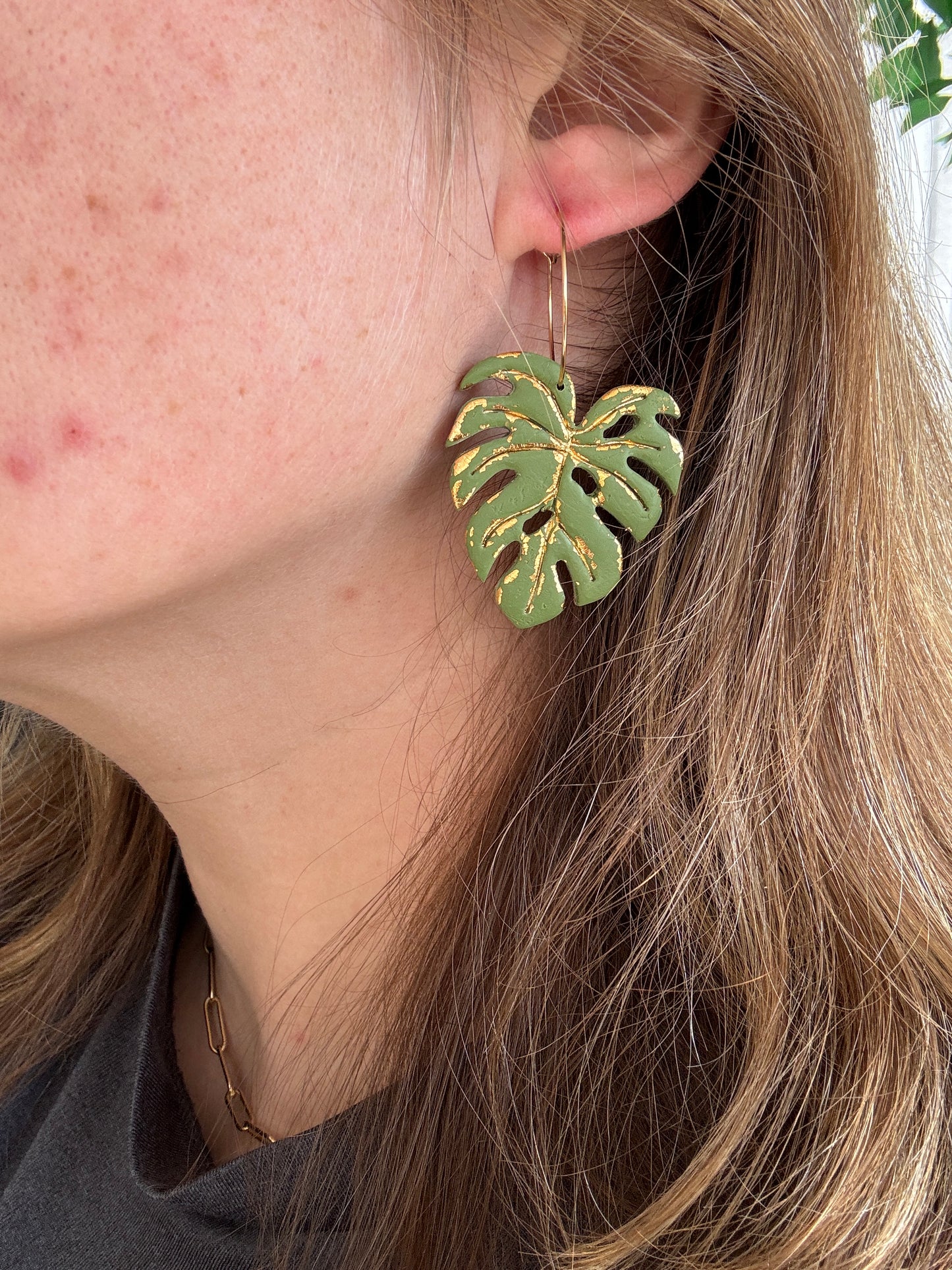 Monstera Gold Leaf Earrings