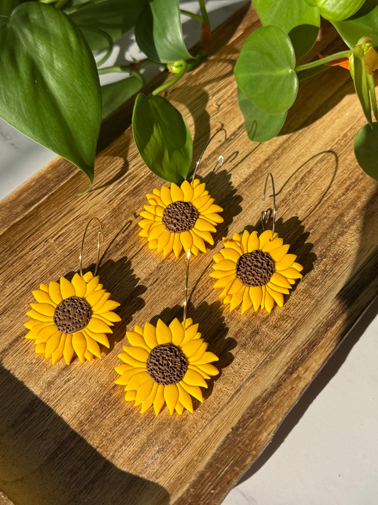 Sunflower Hoop Earrings