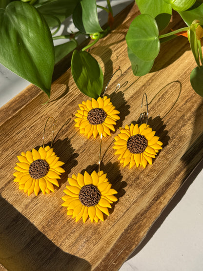 Sunflower Hoop Earrings