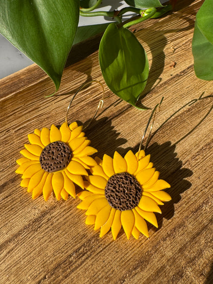 Sunflower Hoop Earrings