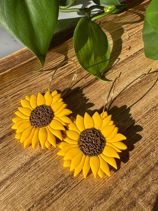 Sunflower Hoop Earrings