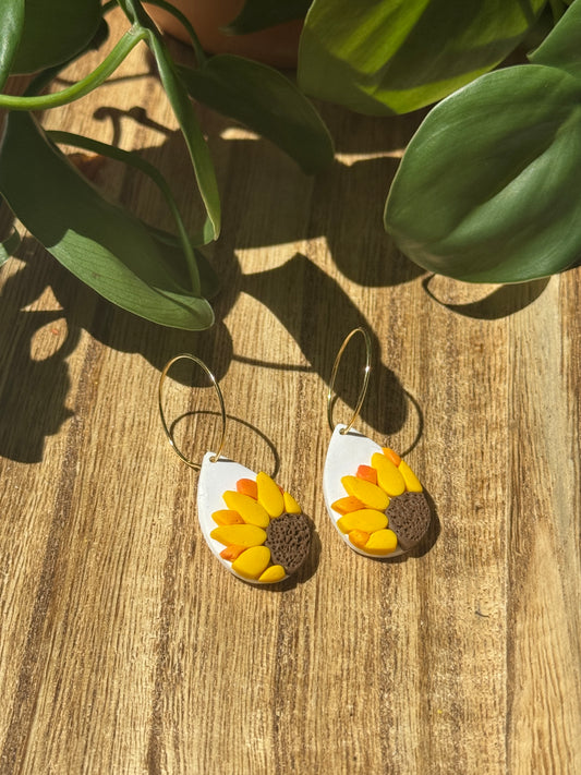 Sunflower Teardrop Earrings