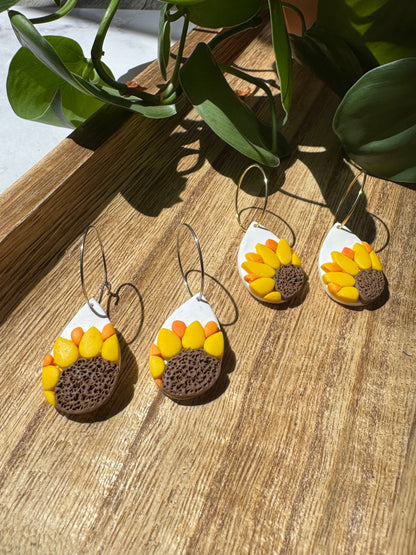 Sunflower Teardrop Earrings