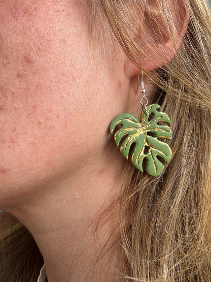 Monstera Gold Leaf Earrings