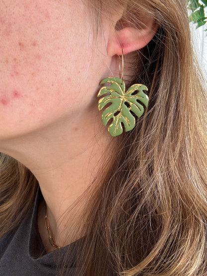 Monstera Gold Leaf Earrings