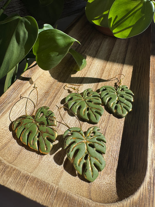 Monstera Gold Leaf Earrings