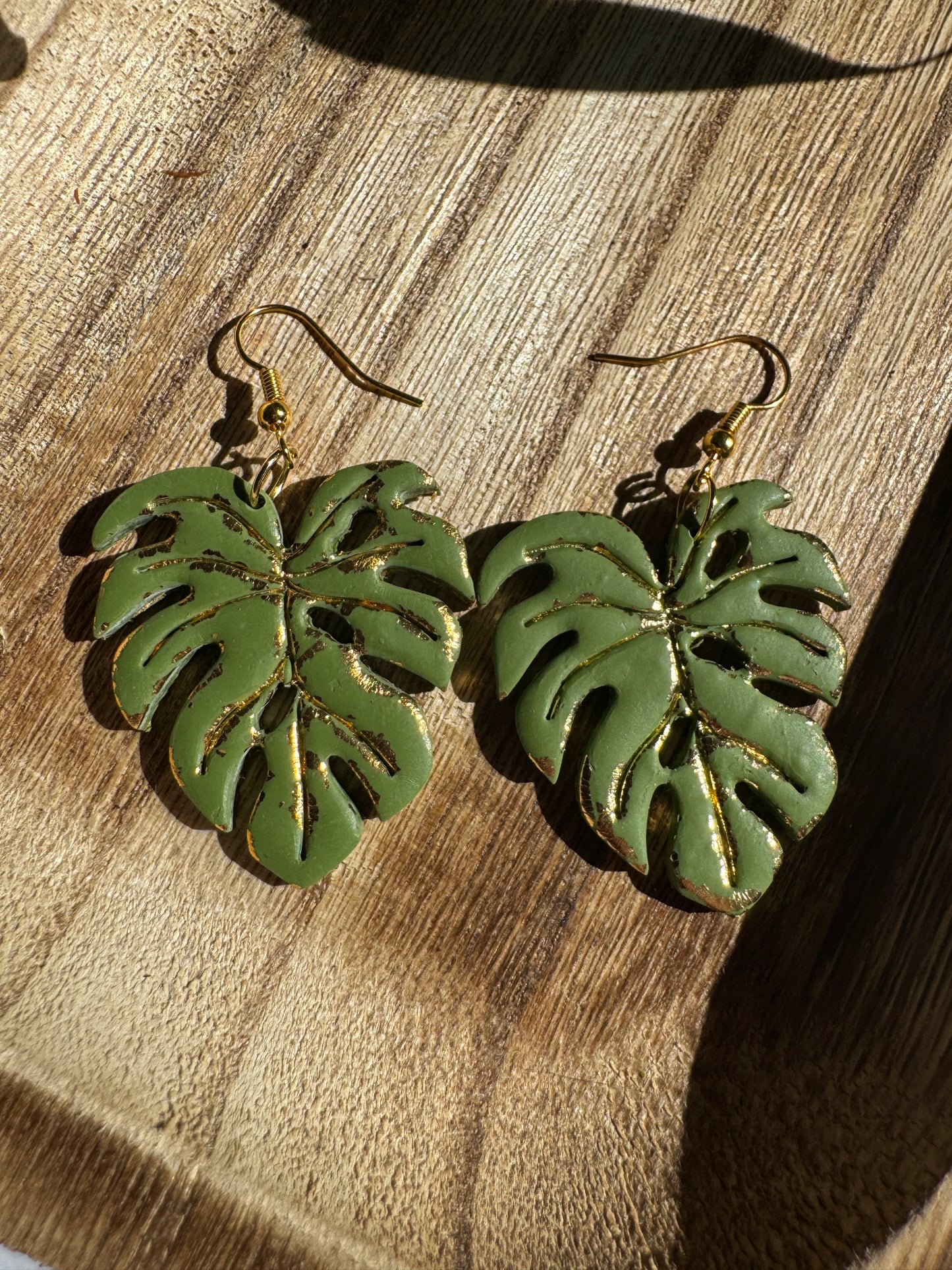 Monstera Gold Leaf Earrings